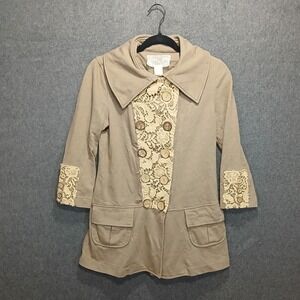 Nick & Mo S Half sleeve cottage jacket 100% cotton whimsical lace pockets boho
